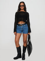 Women's Saldana Shorts Mid Blue Denim | Mid-rise denim Shorts 2