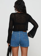 Women's Saldana Shorts Mid Blue Denim | Mid-rise denim Shorts 4