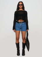 Women's Saldana Shorts Mid Blue Denim | Mid-rise denim Shorts 6