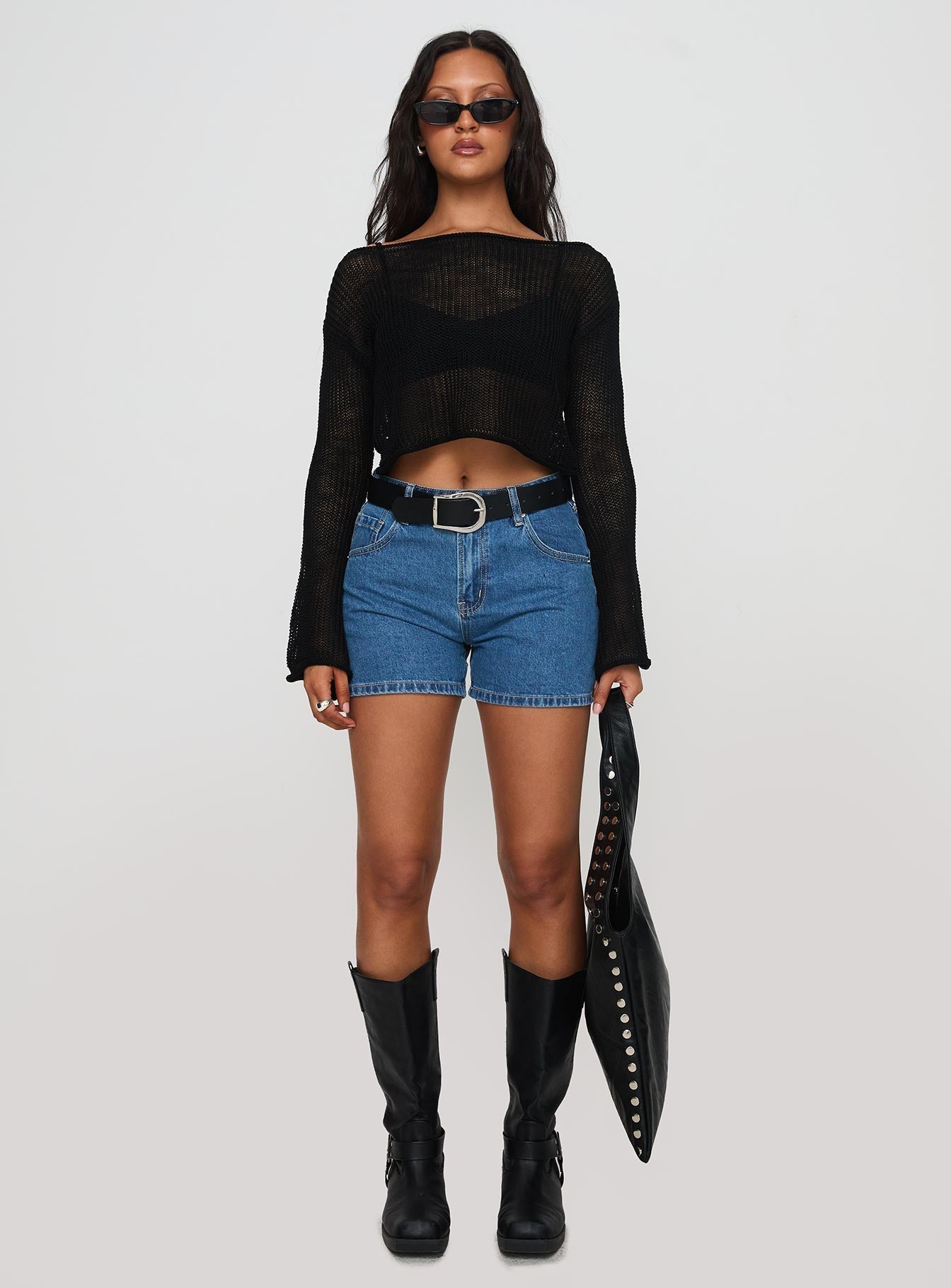 Women's Saldana Shorts Mid Blue Denim | Mid-rise denim Shorts 6