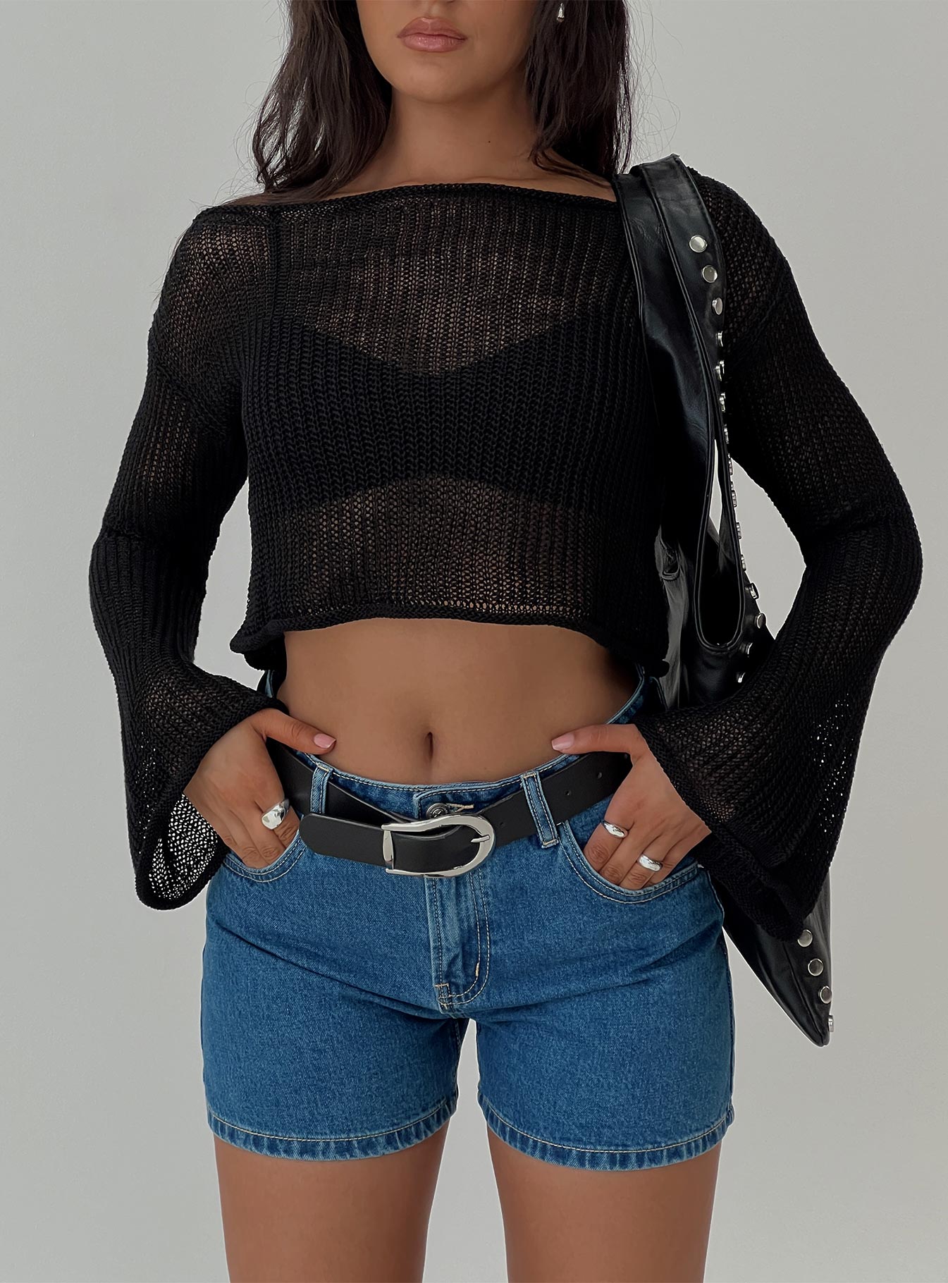 Women's Saldana Shorts Mid Blue Denim | Mid-rise denim Shorts 7