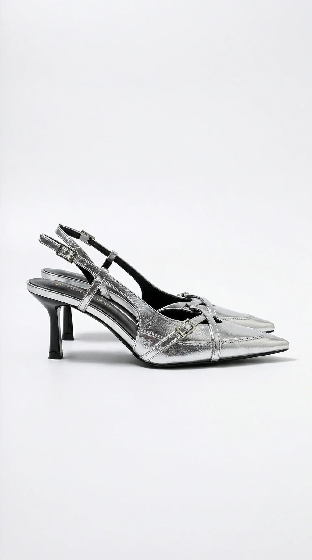Women's Samantha Collection | Women's Silver Heels with Pointed Toe Design | Chic Slingback Courts for Effortless Style  0
