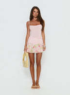 Women's Saphine Mini Skirt Pink Multi | Ruched mini skirt in floral print 1