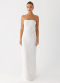 Women's Sassafras Collection | White Maxi Dress with Beaded Flower Detailing | Elegant Evening Gown for Unforgettable Ni 0