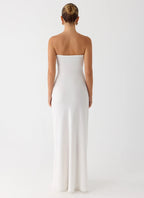 Women's Sassafras Collection | White Maxi Dress with Beaded Flower Detailing | Elegant Evening Gown for Unforgettable Ni 6