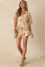 Women's Say You Will Tan Multi Tropical Print Shorts | 70% Rayon & 30% Linen 1