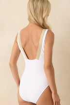 Women's Seagulls and Sunsets White One Piece Swimsuit | 82% Nylon 5