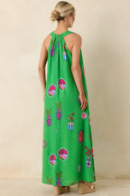 Women's Send Me A Postcard Green Multi Tropical Print Maxi Dress | 75% Rayon & 25% Linen 6
