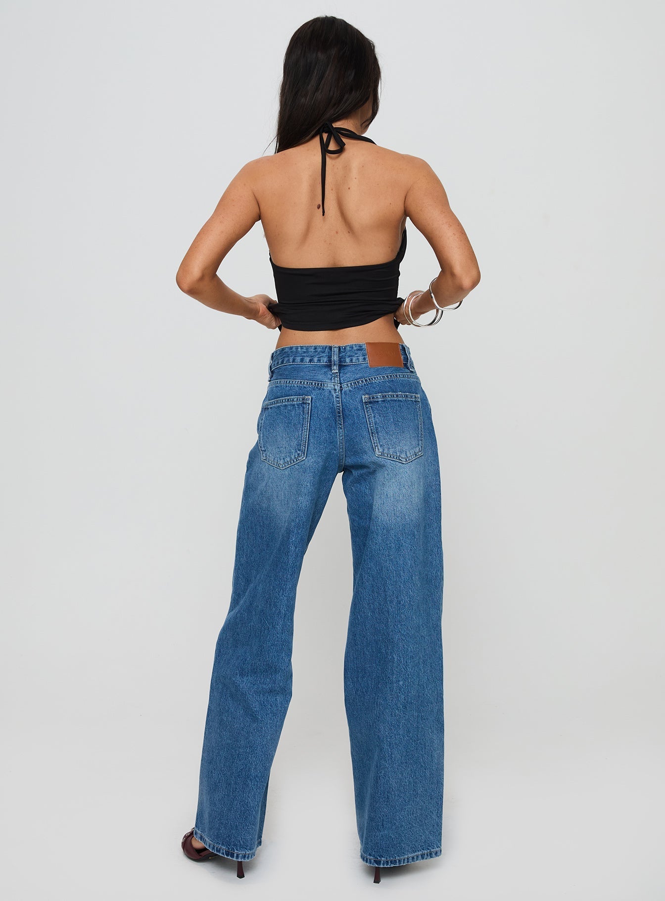 Women's Serenitia Mid Rise Relaxed Jeans Mid Blue Wash Petite | Princess Polly Petite 4