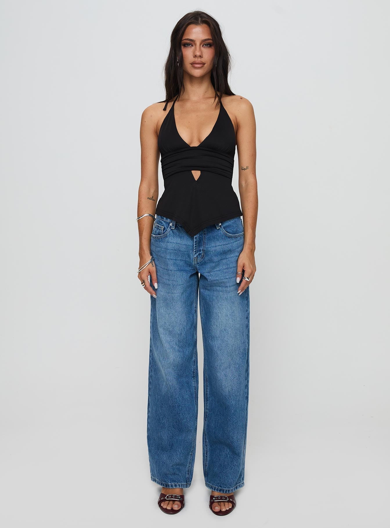 Women's Serenitia Mid Rise Relaxed Jeans Mid Blue Wash Petite | Princess Polly Petite 6