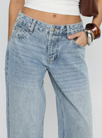 Women's Serenitia Mid Rise Straight Leg Jeans Light Wash | Mid-rise relaxed denim jeans 5