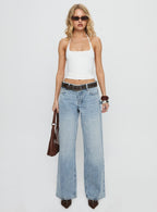 Women's Serenitia Mid Rise Straight Leg Jeans Light Wash | Mid-rise relaxed denim jeans 6