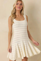 Women's Set In Motion Ivory Textured Knit Sleeveless Mini Dress | 75% Viscose & 25% Polyester 4