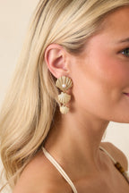 Women's Shell We Dance Gold & Pearl Accent Drop Earrings | These Earrings Measure 2.25" in Length 0
