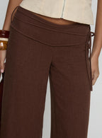 Women's Silver Moon Linen Blend Tie Pants Brown Petite | Princess Polly Petite 5
