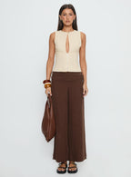 Women's Silver Moon Linen Blend Tie Pants Brown Petite | Princess Polly Petite 6