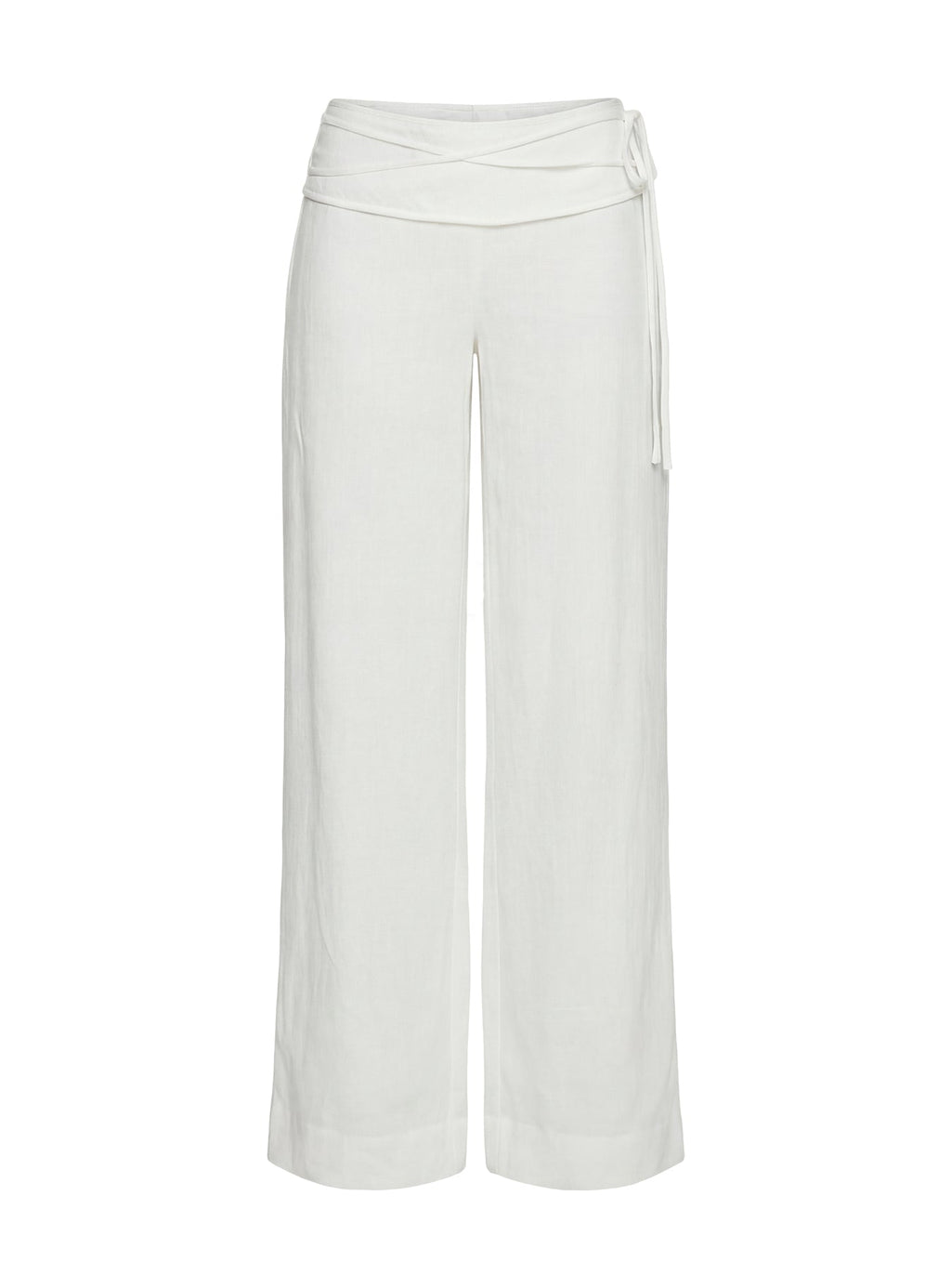 Women's Silver Moon Linen Blend Tie Pants White 7