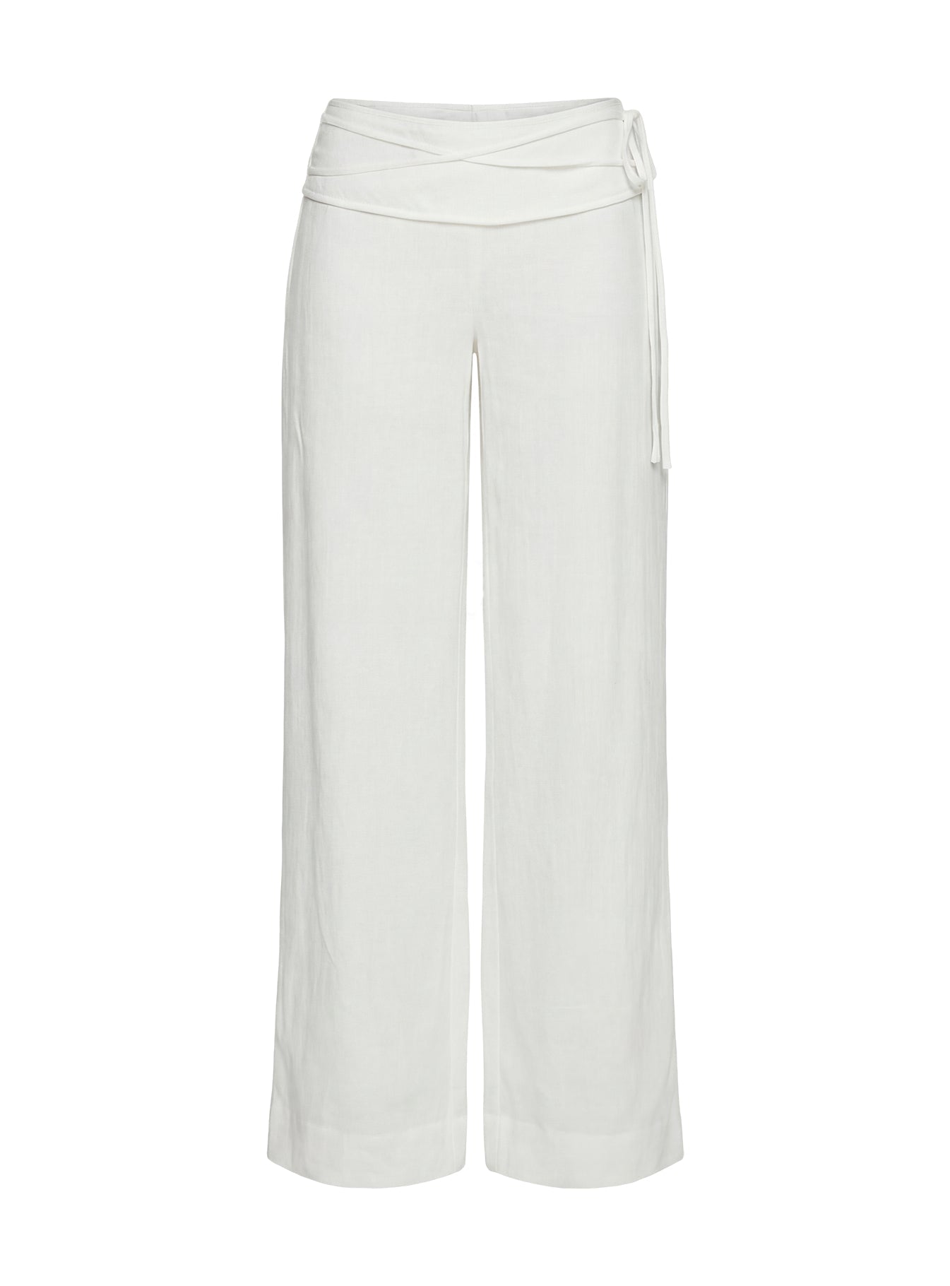 Women's Silver Moon Linen Blend Tie Pants White 7