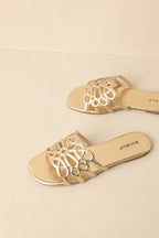 Women's Slip Into Something Pretty Gold Cutout Slide Sandals | All Man Made Materials 2