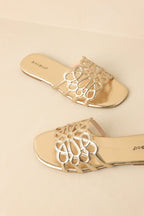 Women's Slip Into Something Pretty Gold Cutout Slide Sandals | All Man Made Materials 3