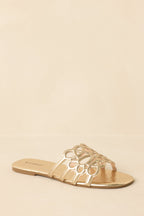 Women's Slip Into Something Pretty Gold Cutout Slide Sandals | All Man Made Materials 5