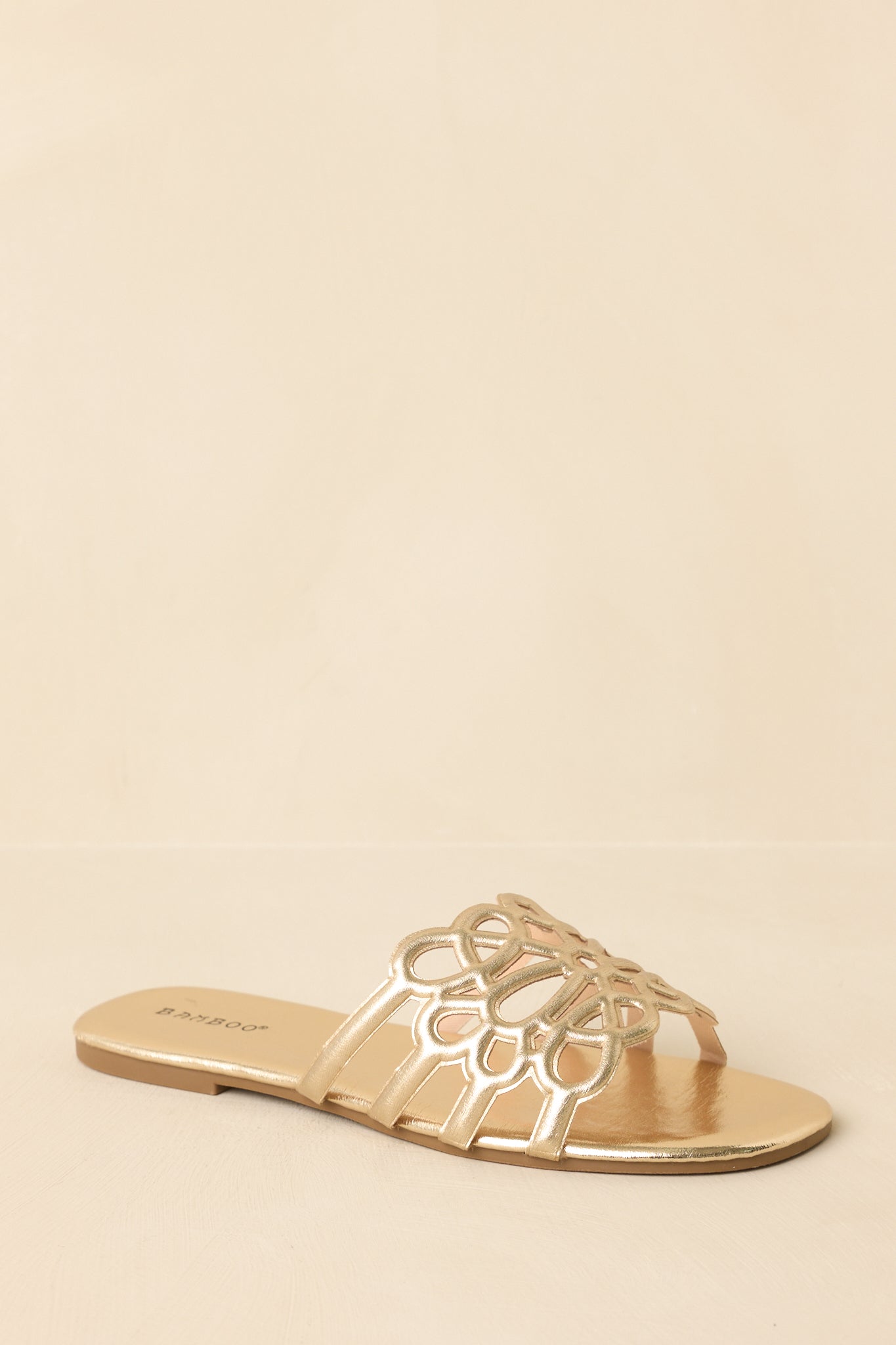 Women's Slip Into Something Pretty Gold Cutout Slide Sandals | All Man Made Materials 5