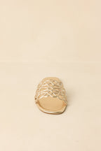 Women's Slip Into Something Pretty Gold Cutout Slide Sandals | All Man Made Materials 6