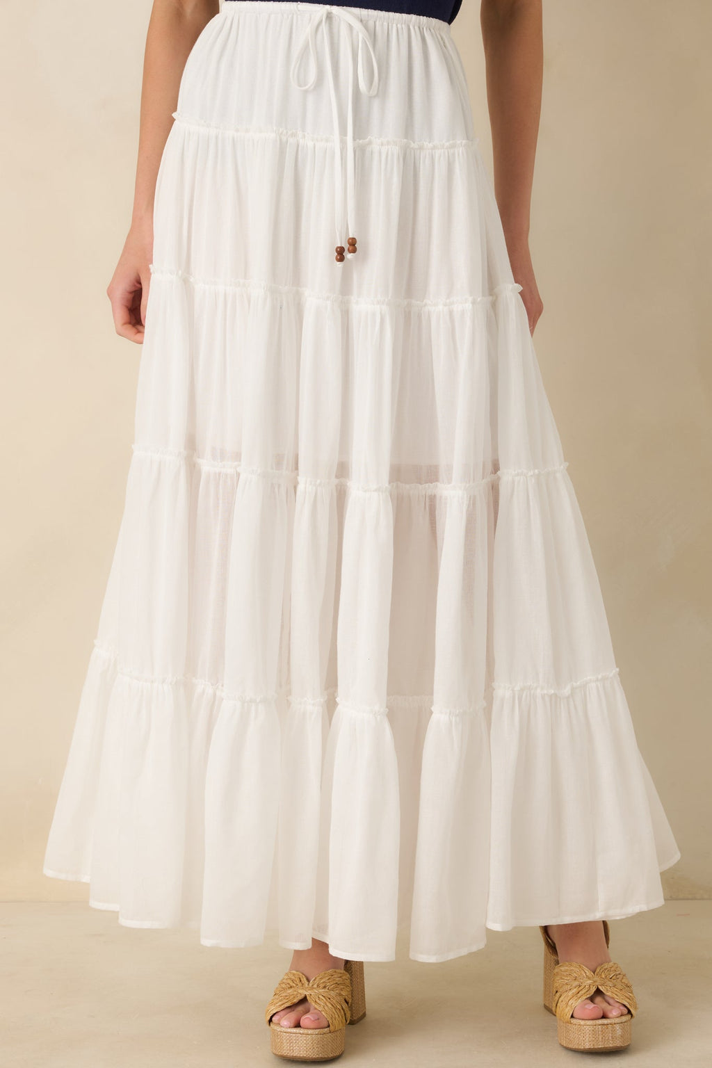 Women's Slow Dancing at Sunset Ivory Cotton Tiered Maxi Skirt | 100% Cotton 0