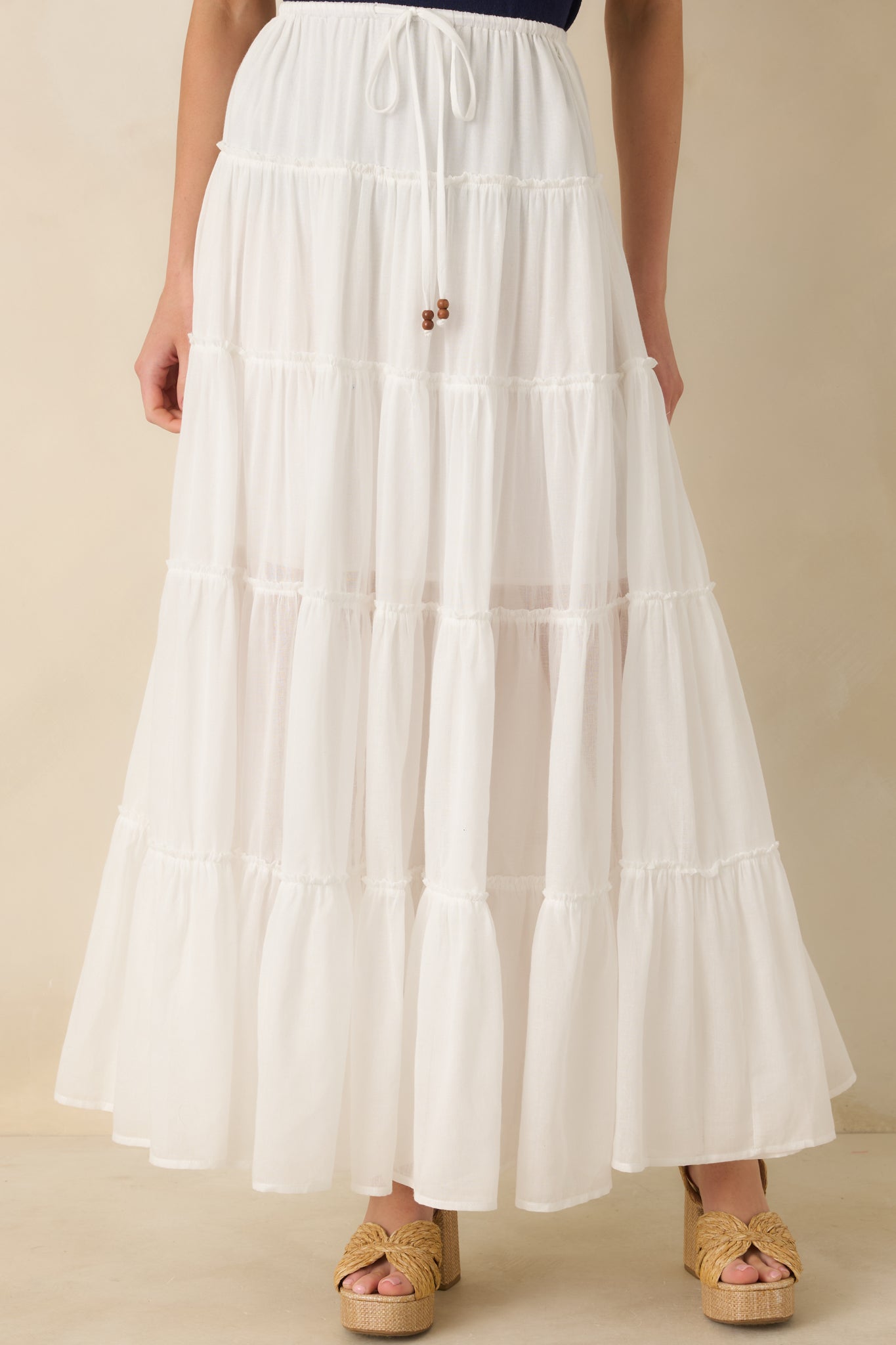 Women's Slow Dancing at Sunset Ivory Cotton Tiered Maxi Skirt | 100% Cotton 0