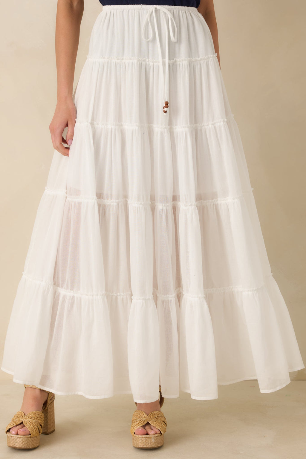 Women's Slow Dancing at Sunset Ivory Cotton Tiered Maxi Skirt | 100% Cotton 2