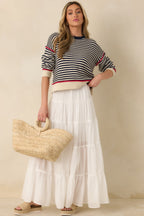 Women's Slow Dancing at Sunset Ivory Cotton Tiered Maxi Skirt | 100% Cotton 3