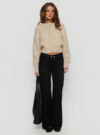Women's Slow Ride Mid Rise Bootleg Belted Jeans Washed Black | Denim jeans with a mid-rise fit & bootleg cut 6