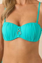 Women's Soaking Up Every Second Aqua Ruched Balconette Bikini Top | 82% Nylon & 18% Spandex 1