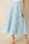 Women's Soft Daylight Light Blue Guipure Maxi Skirt | 65% Cotton & 35% Nylon 0