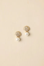 Women's Soft Tides Gold Seashell & Pearl Drop Earrings | These Earrings Measure 1.25" in Length 4