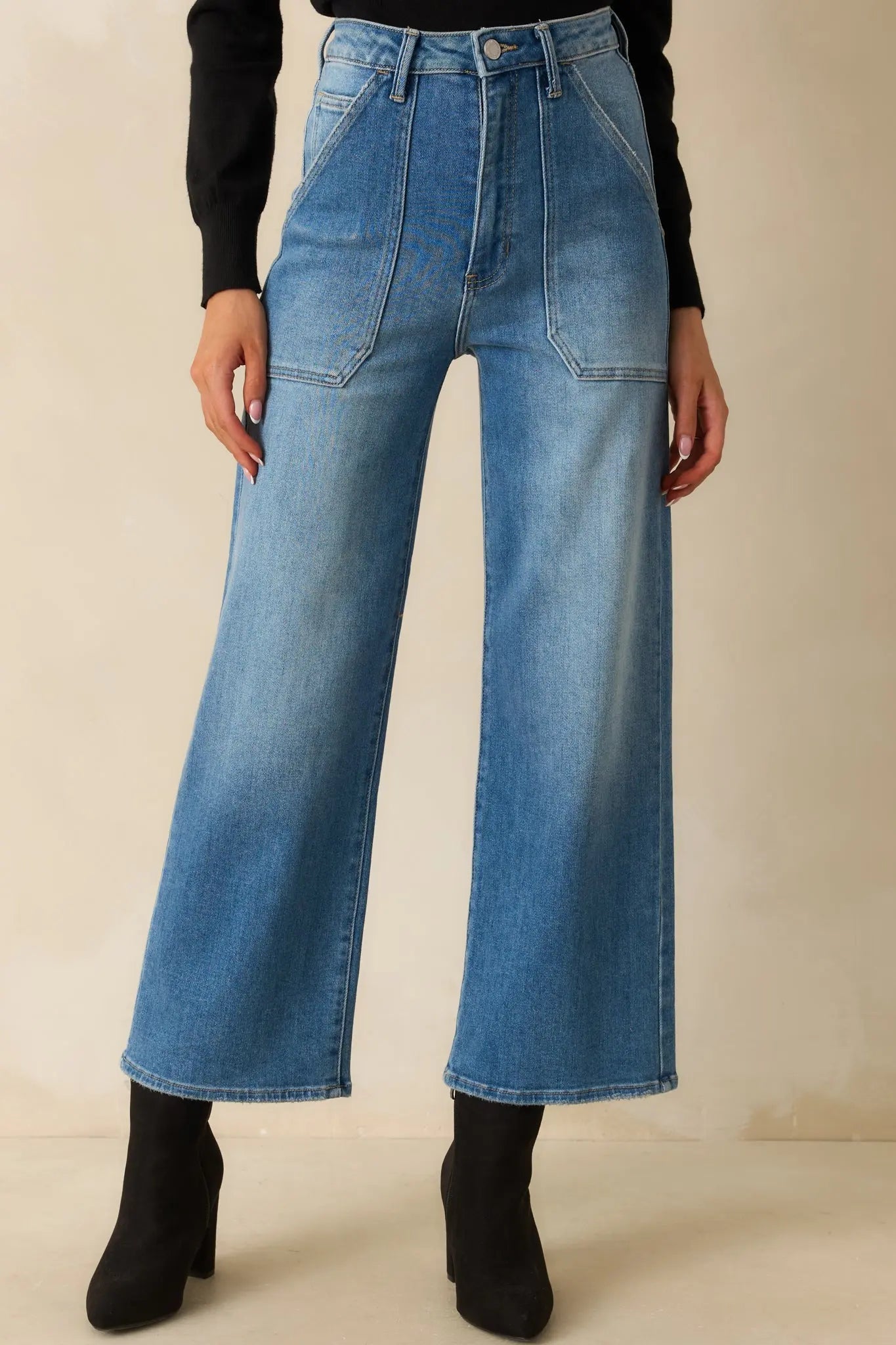 Women's Something Amazing Medium Wash Wide Leg Jeans | 93% Cotton 2