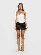 Women's Somie Crochet Lace Mini Skirt Black 6