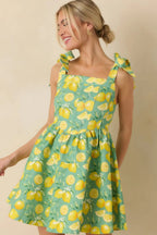 Women's Sounds Like Fun Green Lemon Print Cotton Denim Mini Dress | 97% Cotton & 3% Spandex 4