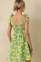 Women's Sounds Like Fun Green Lemon Print Cotton Denim Mini Dress | 97% Cotton & 3% Spandex 7