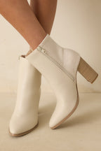 Women's Stand Corrected Ivory Faux Leather Suede Ankle Boots | Heel measures 3.5" 2