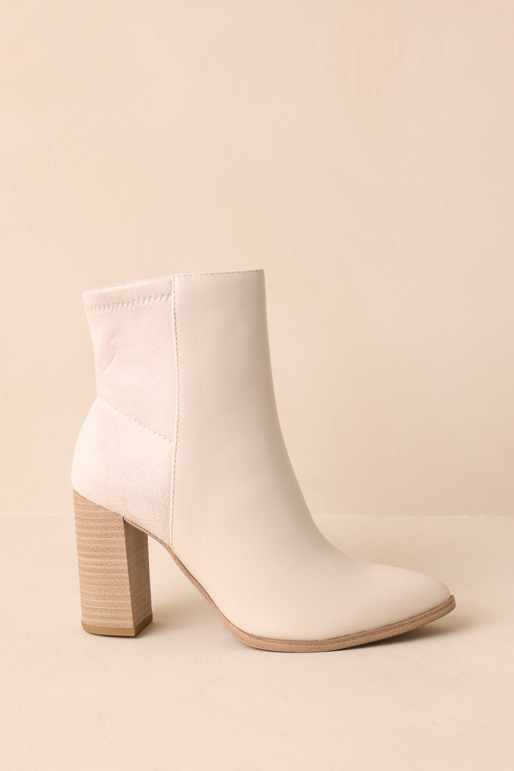 Women's Stand Corrected Ivory Faux Leather Suede Ankle Boots | Heel measures 3.5" 4