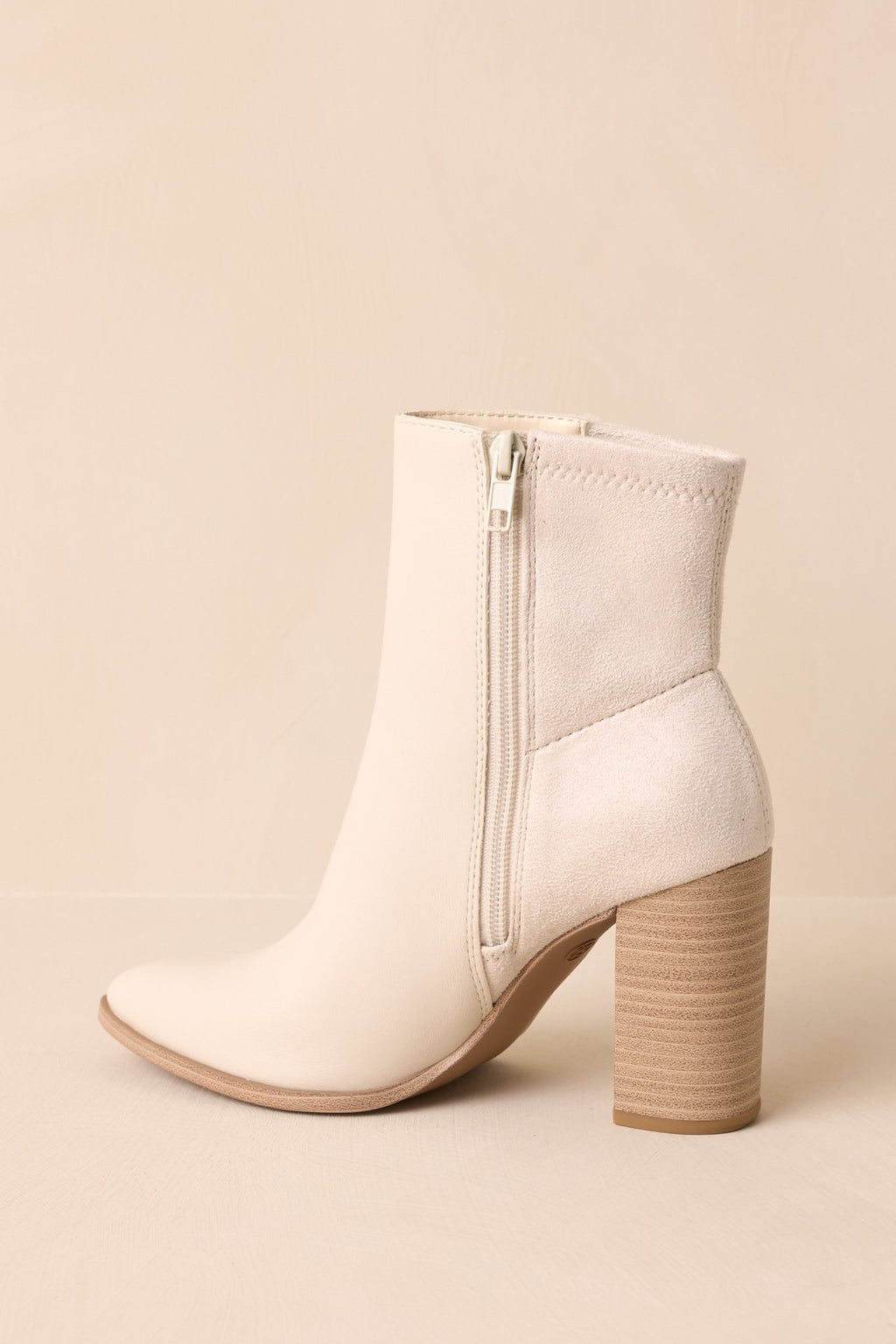 Women's Stand Corrected Ivory Faux Leather Suede Ankle Boots | Heel measures 3.5" 7