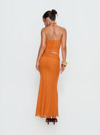 Women's Star Fruit Ruched Waist Maxi Skirt Orange 3