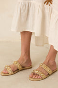 Women's Stay by the Sea Gold Raffia Slip-On Sandals | All Man Made Materials 0