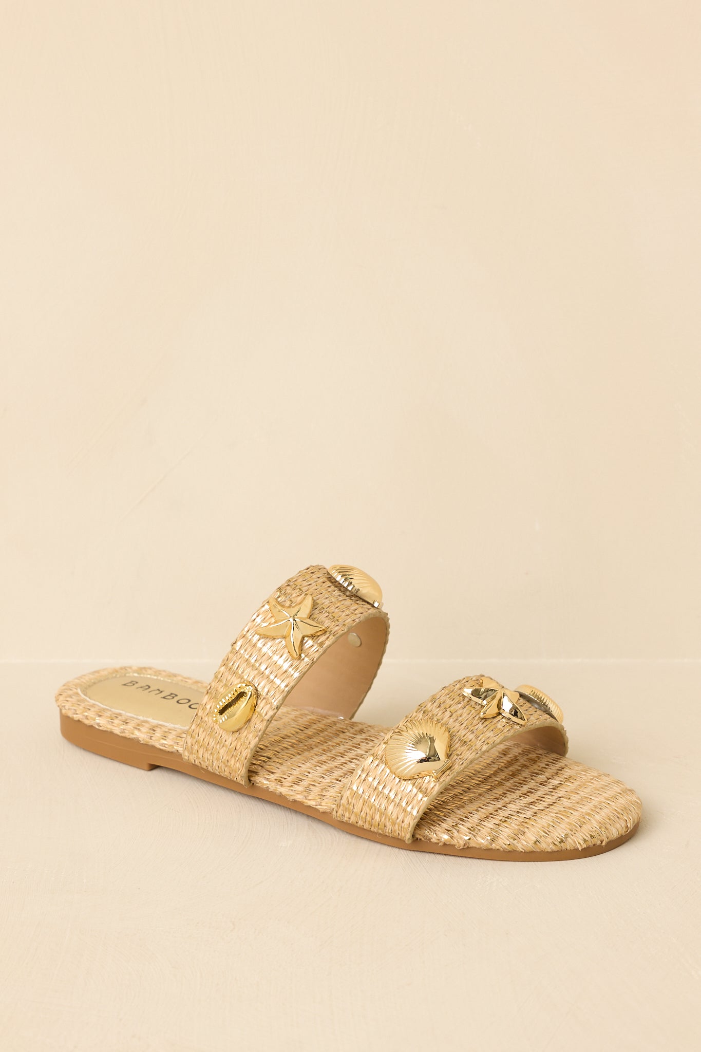 Women's Stay by the Sea Gold Raffia Slip-On Sandals | All Man Made Materials 2