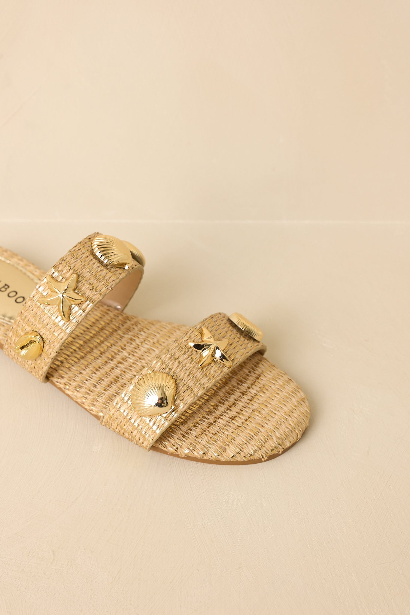 Women's Stay by the Sea Gold Raffia Slip-On Sandals | All Man Made Materials 3
