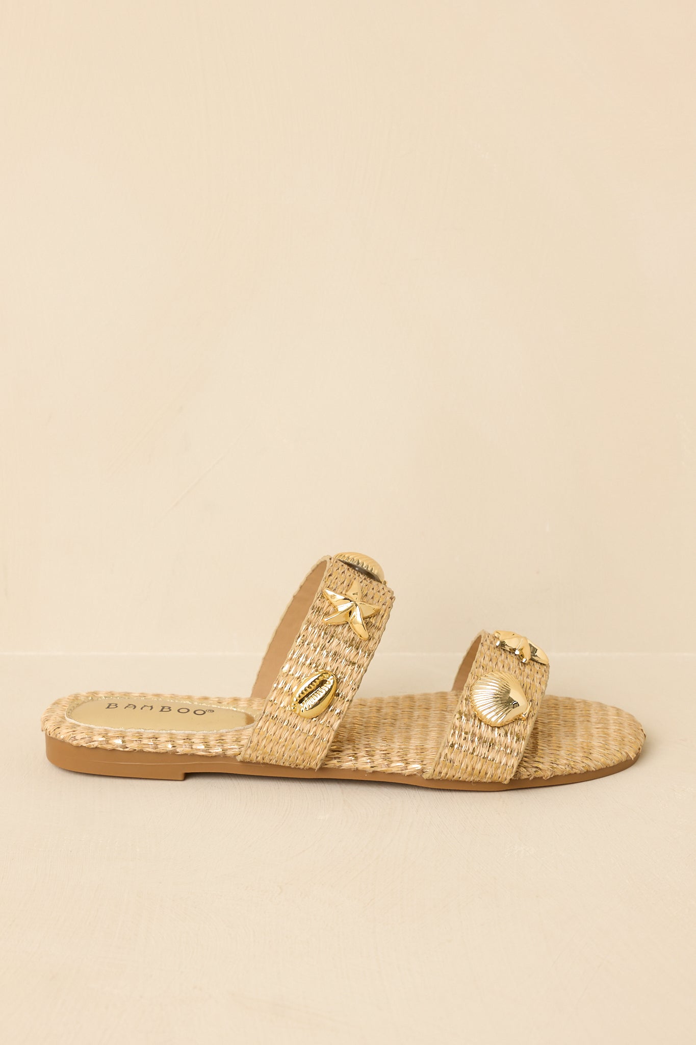 Women's Stay by the Sea Gold Raffia Slip-On Sandals | All Man Made Materials 5