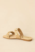 Women's Stay by the Sea Gold Raffia Slip-On Sandals | All Man Made Materials 6