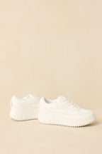 Women's Step Into It White Textured Knit Platform Sneakers | Sole measures 1.5" 3