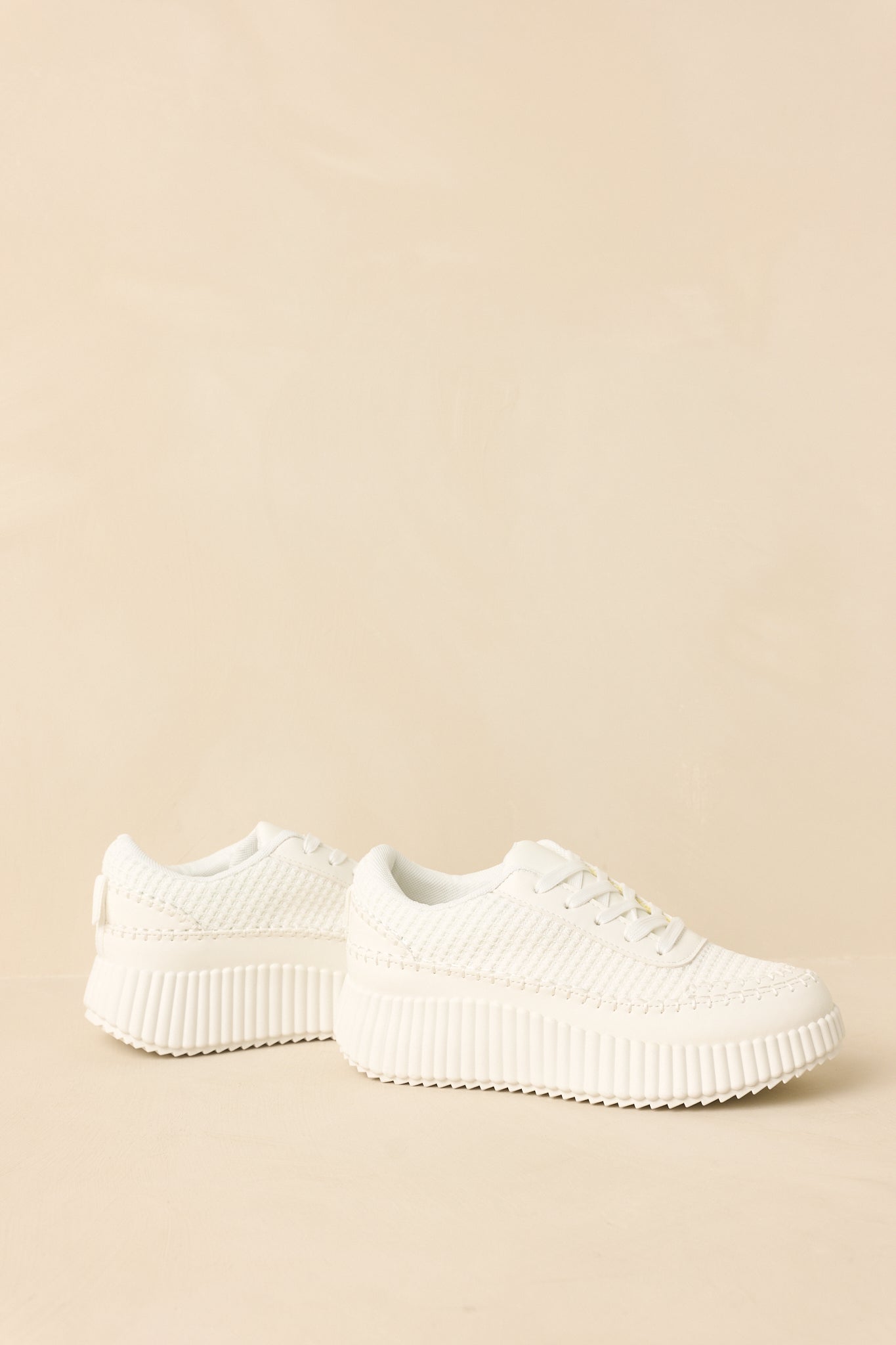 Women's Step Into It White Textured Knit Platform Sneakers | Sole measures 1.5" 3